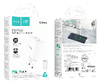 Сетевые зарядные устройства  Комплект Hoco C108A CЗУ + кабель  Type-C/Type-C, 2USB C 35W, QC3.0, 