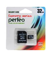 Флешки и карты памяти  12  Карта памяти micro SD 32 Gb Perfeo  Class 10 Economy series (с адаптером SD) 