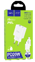 Сетевые зарядные устройства  Комплект Hoco C80A Plus CЗУ+кабель Type-C to lightning, PD20W,3.0A