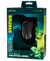 Мышки  Мышь оптическая  провод.USB "STATUS" Perfeo игровая светящаяся (подсветка 4цв.) 6кн.1000-6400 DPI