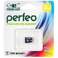 Флешки и карты памяти  12  Карта памяти micro SD 32 Gb Perfeo  Class 10 Economy series (без  адаптера) 