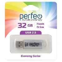 Носители информации   Perfeo USB 32GB E01 Silver economy series