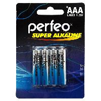 Элементы питания  Батарейка Perfeo LR03/4BL AAA Super Alkaline (4 шт. в блистере)