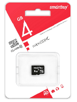 Флешки и карты памяти  04 Карта памяти micro SD 4 Gb SmartBuy  Class 10  (без адаптера SD)