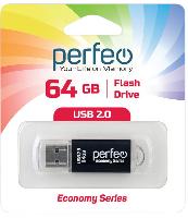 Носители информации   Perfeo USB 64GB E01 Black economy series