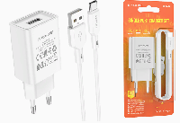 Сетевые зарядные устройства  Комплект BOROFONE CЗУ + кабель  micro-USB, USB, 2.1A   B-A68A 1м