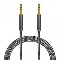 Аудиокабели  Кабель AUX  3.5 - 3.5  алюминиевая пружина,  большой металлический наконечник