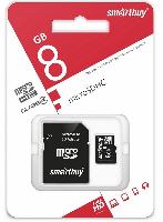 Носители информации   micro SDHC карта памяти Smartbuy 008 ГБ Сlass 4, с адаптером SD