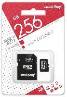 Носители информации   micro SDXC карта памяти Smartbuy 256 ГБ UHS-1, с адаптером SD