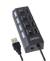 Картридеры  HUB USB 2.0 Perfeo  PF-H030 (4 порта с отключением)
