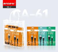 Кабель 8 pin  Кабель Lightning 8pin RECRSI CA-61 3А резиновый 1м в пакете