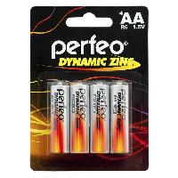Элементы питания  Батарейка солевая Perfeo R6/4BL АА  Dynamic Zinc (4 шт. в блистере)