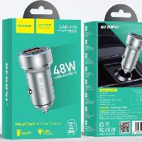 Автомобильные зарядные устройства  АЗУ RECRSI CAR-Е34 USB 18W + USB-C PD30W с подсветкой, металл