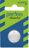 Элементы питания  Perfeo CR2032/1BL Lithium Cell (|30/600 PF_3998)