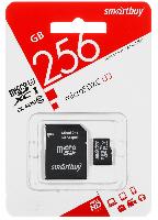 Носители информации   micro SDXC карта памяти Smartbuy 256 ГБ для видеонаблюдения U3/V30, с адаптером SD