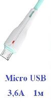 Кабель Micro USB  Кабель Micro vdenmenv D16V 3,6A резиновый с индикатором 1м