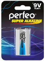 Элементы питания  Батарейка алкалиновая крона Perfeo  6LR61/1BL  Super Alkaline (1 шт.в блистере )