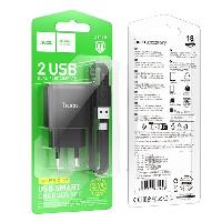 Сетевые зарядные устройства  Комплект Hoco C141A CЗУ 2USB 2.1A + кабель Type-C ,  1м 