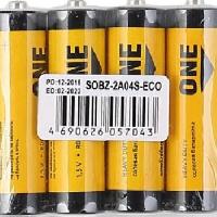 Элементы питания  Батарейка солевая Smartbuy ONE R06/4S АА SOBZ-2A04S-Eco (4 шт.в пленке)