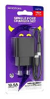 Зарядные устройства  Блок питания сетевой 1 USB Borofone BAS11A, Erudite, 5V/2.1A, кабель USB - микро USB, 1.0м, цвет: чёрный