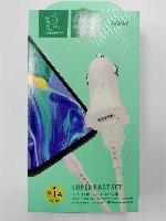 Автомобильные зарядные устройства  Комплект АЗУ vdenmenv DZ06T  2USB 3.1A + кабель Type-C 