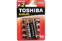 Элементы питания  Батарейка алкалиновая Toshiba LR6/(4+2)BL AA  (6шт. в блистере)