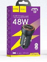 Автомобильные зарядные устройства  АЗУ RECRSI CAR-Е44 USB 18W + USB-C PD30W, металл