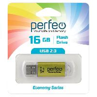 Носители информации   Perfeo USB 16GB E01 Gold economy series