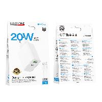 Сетевые зарядные устройства  Комплект BOROFONE BA106A CЗУ USB+USB-C 18W+PD20W +  кабель Type-C to lightning,  1м