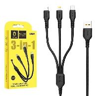 Кабели прочие, переходники  Кабель 3in1 vdenmenv D05E 2.4A текстильный 1м