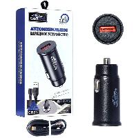 Автомобильные зарядные устройства  Комплект AЗУ с USB + кабель 8pin Carlive CR21i  QC 3.0   (в коробке)