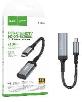 Кабели  Кабель HOCO UA43A Type-C to HDTV HD серый металл