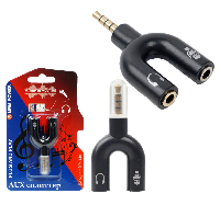 Кабели прочие, переходники  Разветвитель для наушников KY148 2х3,5мм(F)+микрофон-3,5мм (M)