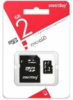 Носители информации   micro SD карта памяти Smartbuy 002 ГБ Class4, с адаптером SD
