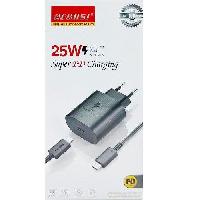 Сетевые зарядные устройства  Комплект СЗУ RECRSI CH-T100  PD25W Type-C -Type-C