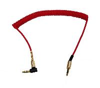 Аудиокабели  Кабель AUX  3.5 - 3.5  витой, Г-образный с пружиной (позолоченный наконечник) KY121 1.8м