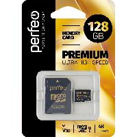 Флешки и карты памяти  14 Карта памяти microSDXS 128 Gb Perfeo  Class 10  (с адаптером SD) UHS-3 V30