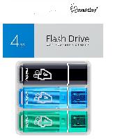 Носители информации   Комплект 3 шт USB 2.0 накопителей Smartbuy 004 ГБ серия Glossy Черный+Синий+Зеленый