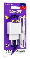 Зарядные устройства  Блок питания сетевой 1 USB Borofone BAS11A, Erudite, 5V/2.1A, кабель USB - микро USB, 1.0м, цвет: белый