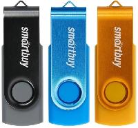 Носители информации   Комплект 3 шт USB 2.0 накопителей Smartbuy 032 ГБ серия Twist Чёрный+Синий+Жёлтый