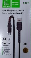 Кабель Micro USB  Кабель Micro vdenmenv D58V 3A армированный 1м
