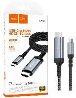 Кабели  Кабель HOCO UA43 Type-C to HDTV HD серый металл
