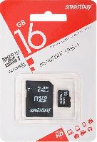 Носители информации   micro SDHC карта памяти Smartbuy 016 ГБ UHS-1, с адаптером SD