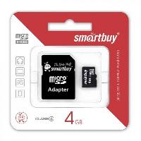Носители информации   micro SDHC карта памяти Smartbuy 004 ГБ Class 4, с адаптером SD
