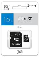 Носители информации   micro SDHC карта памяти Smartbuy 016 ГБ UHS-1, серия Blue, с адаптером SD