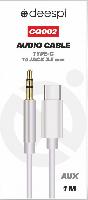 Кабели прочие, переходники  Кабель CQ002 Type-C/Jack 3.5mm Audio 1м