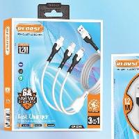 Кабели прочие, переходники  Кабель 3in1 RECRSI CA-304 6А резиновый 1,2м