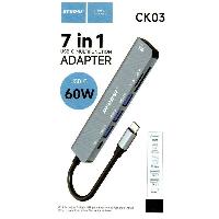 Мышки  USB-разветвитель RECRSI CK03 7in1 3USB Ports 3.0+2.0 + USB-C + SDcard + TFcard + HDMI, Type-C